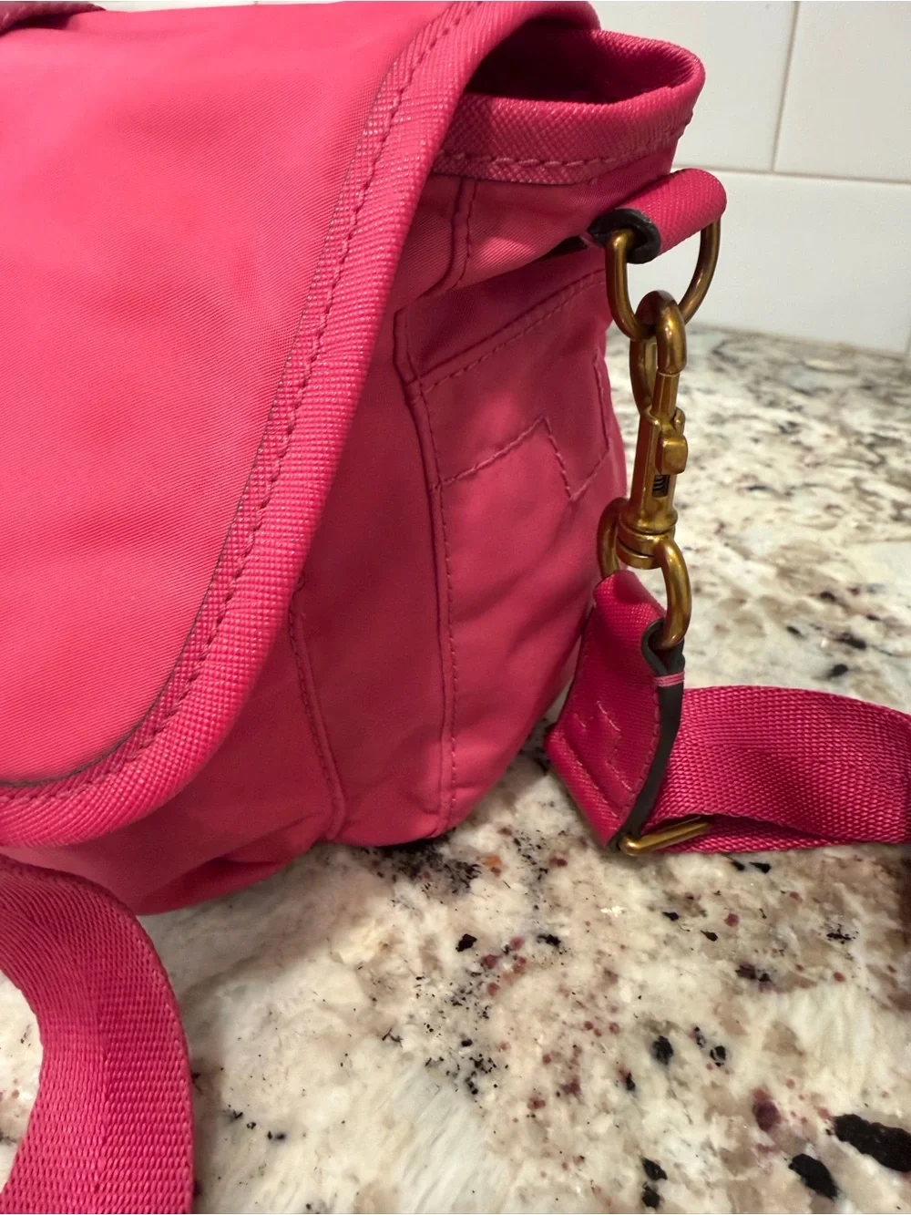 Tory Burch Hot Pink Crossbody Nylon Shoulder Bag